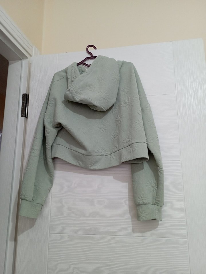 su yeşili Fermuarlı Kadın Sweatshirt - Görsel 2