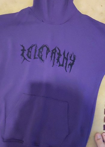 Mor Kapüşonlu Kadın Sweatshirt - Görsel 3