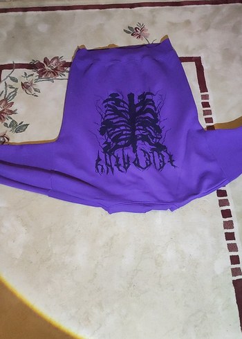 Mor Kapüşonlu Kadın Sweatshirt - Görsel 4