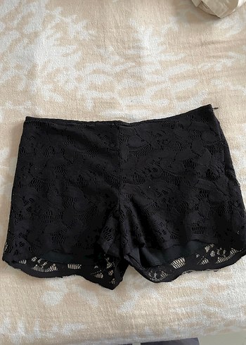 Zara Siyah Dantel Detaylı Mini Şort