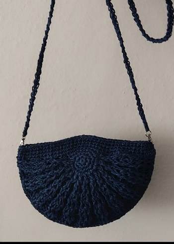 Mango Lacivert Örgü Kadın Clutch Çanta