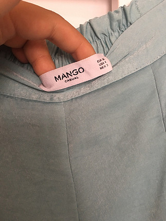 s Beden turkuaz Renk Mango saten görünümlü pantolon
