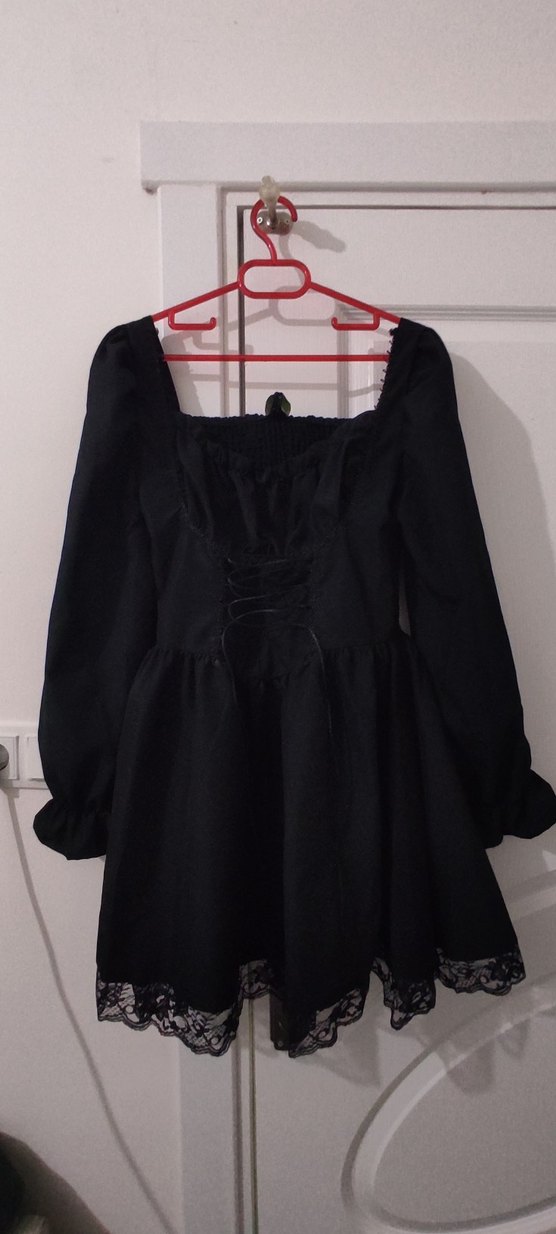 goth gotik lolita mini elbise - Görsel 2