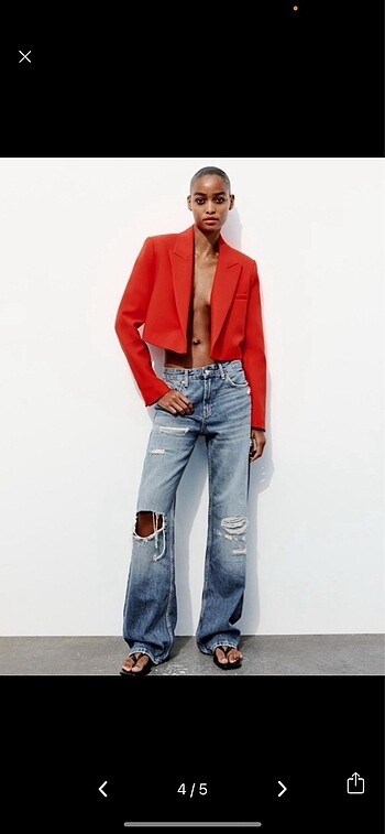 xs Beden kırmızı Renk Zara kırmızı crop ceket