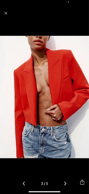 xs Beden Zara kırmızı crop ceket