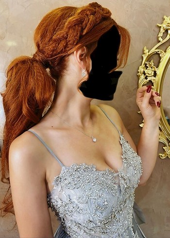 Bohem Gri Çiçekli Uzun Askılı Abiye - Görsel 3