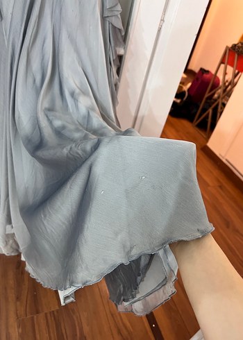 Bohem Gri Çiçekli Uzun Askılı Abiye - Görsel 16