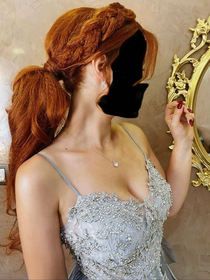 Bohem Gri Çiçekli Uzun Askılı Abiye - Görsel 3