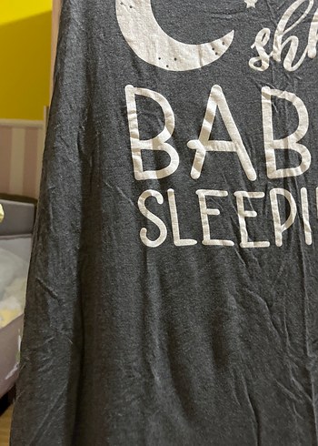 Banndu Marka Gri Uzun Kollu Baskılı Hamile Tişörtü - Görsel 3