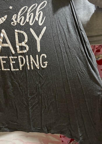 Banndu Marka Gri Uzun Kollu Baskılı Hamile Tişörtü - Görsel 4