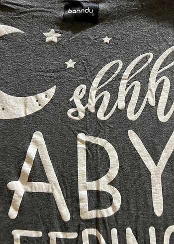Banndu Marka Gri Uzun Kollu Baskılı Hamile Tişörtü - Görsel 2
