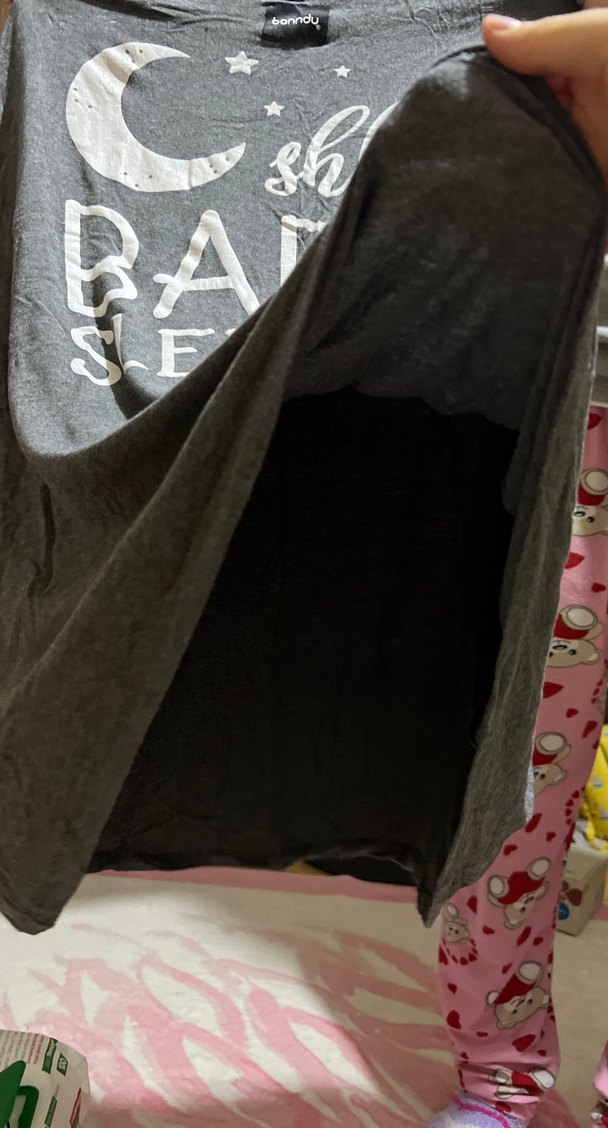 Banndu Marka Gri Uzun Kollu Baskılı Hamile Tişörtü - Görsel 5