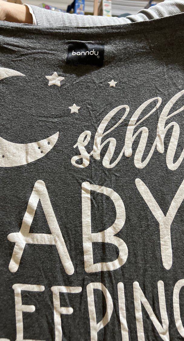 Banndu Marka Gri Uzun Kollu Baskılı Hamile Tişörtü - Görsel 2