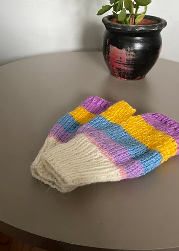 Renkli Örgü Parmaksız Kadın Eldivenleri - Görsel 3