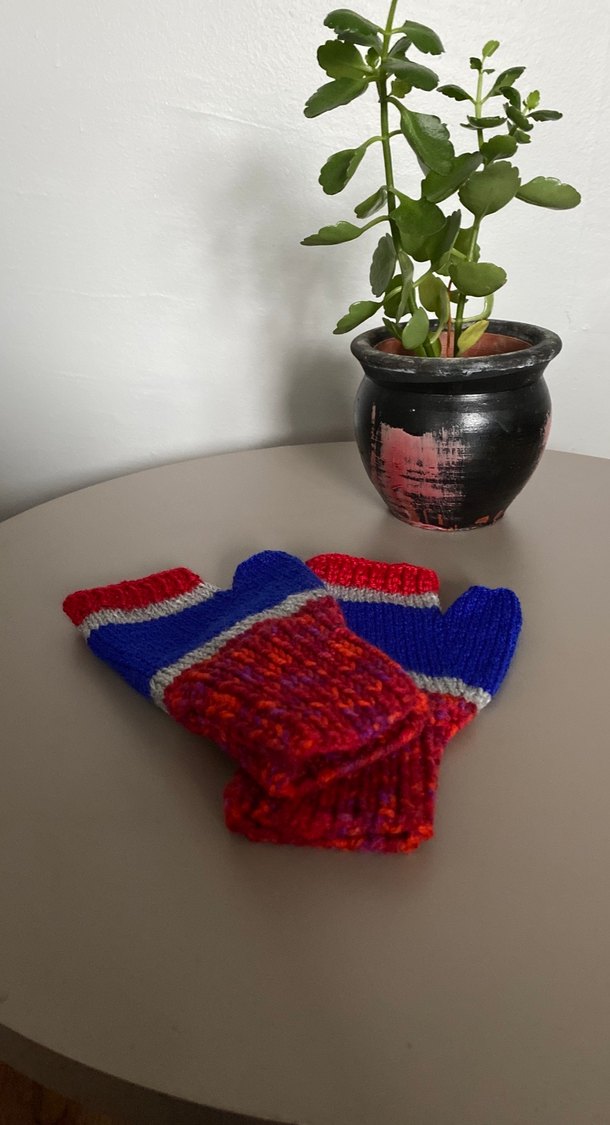 Renkli Örgü Kadın Eldivenleri - Görsel 2