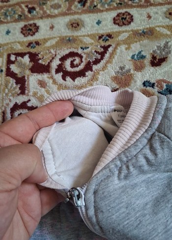 1 Yaş Beden Gri Fermuarlı Bebek Kız Tulum