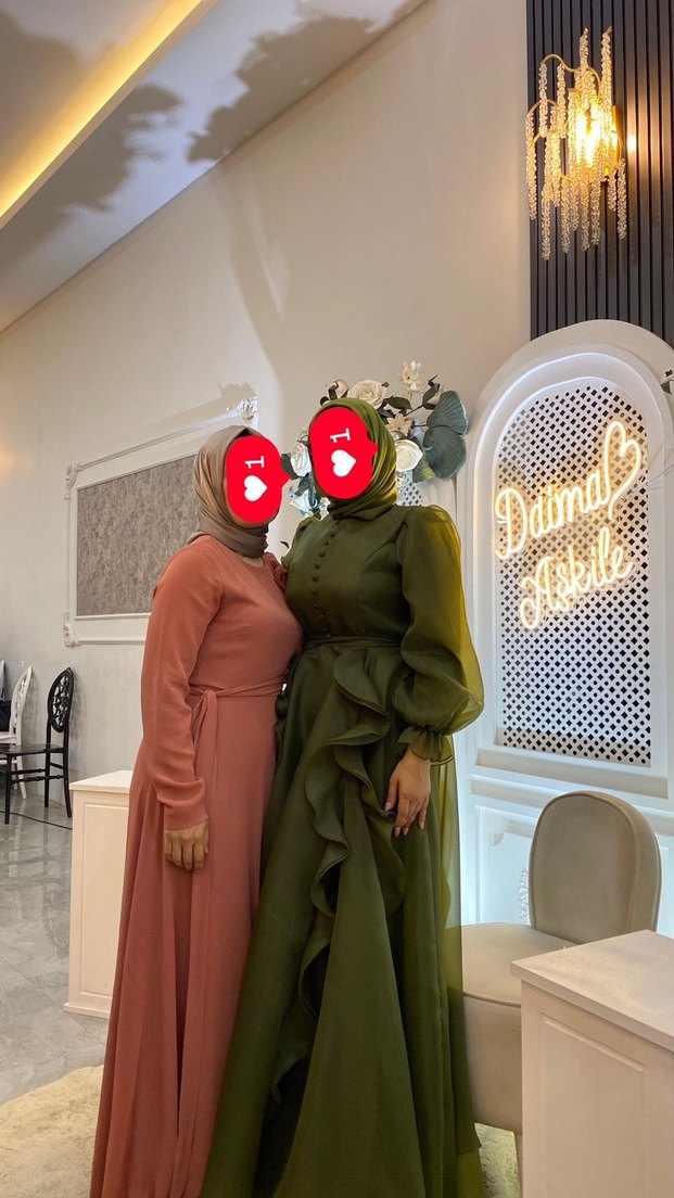 Haki Drapeli Uzun Abiye Elbise 40-42 beden uyumlu indirim olur - Görsel 2