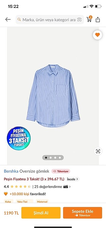 BERSHKA çizgili gömlek