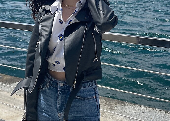 m Beden siyah deri ceket