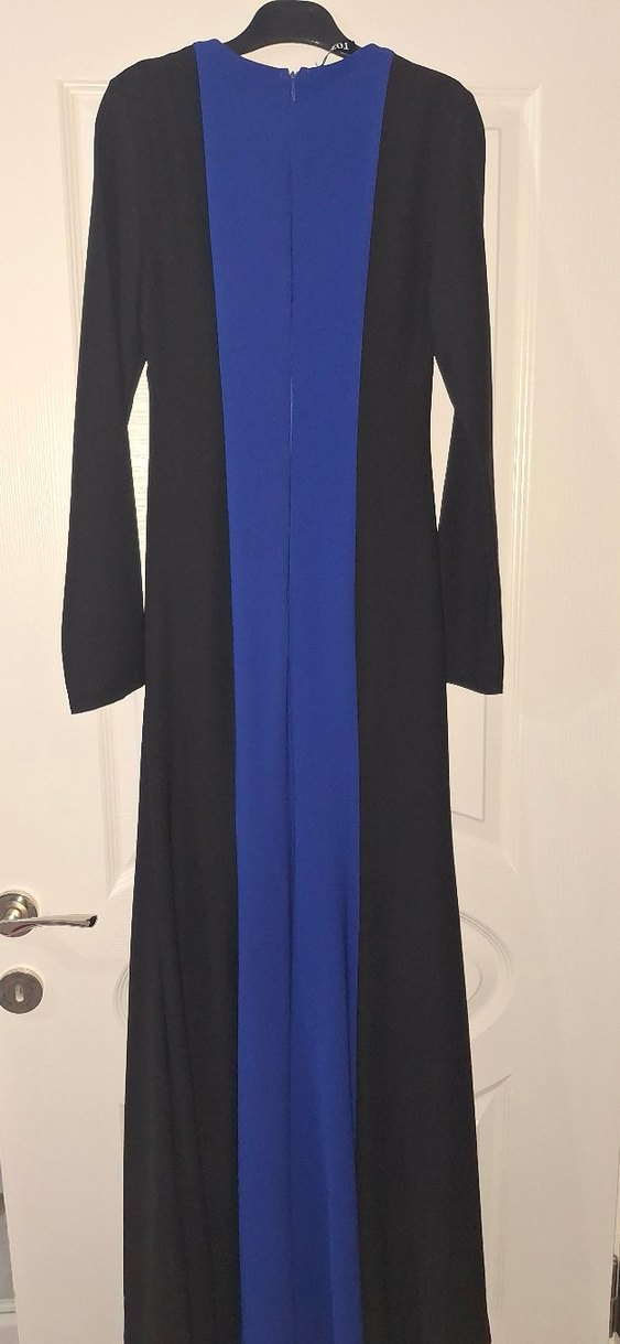 Dantel Detaylı Mavi Uzun Kollu Gotik Elbise - Görsel 2