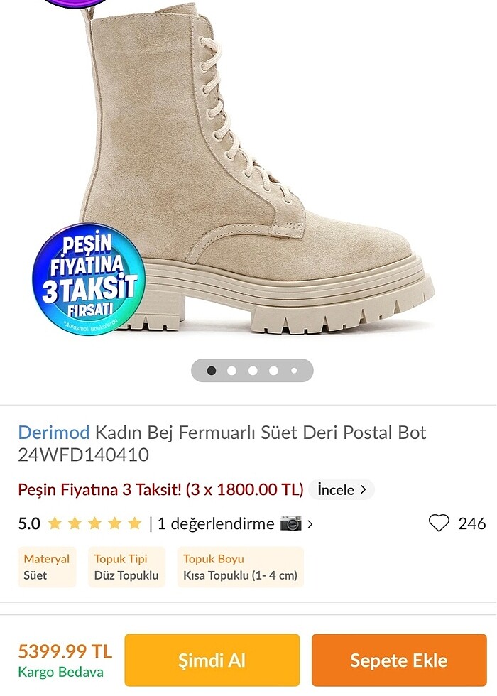 Bot süet deri (Derimod) - Görsel 5