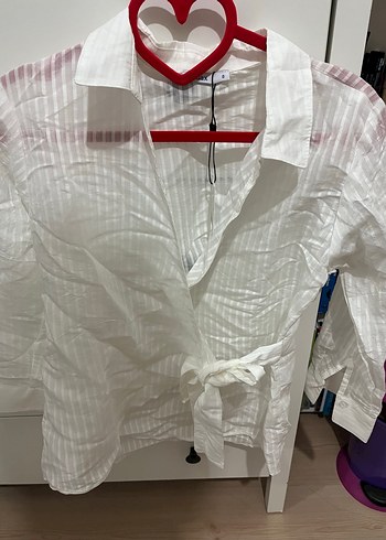 Addax Beyaz Keten Pilili Halter Yaka Kadın Gömlek
