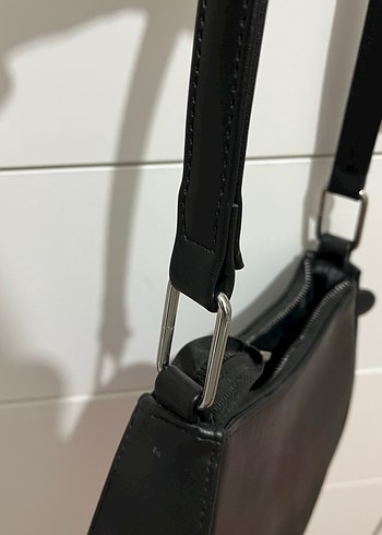 Beden siyah Renk Siyah Deri Tokalı Minimalist Kadın Çanta