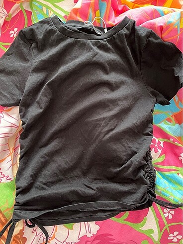 LC Waikiki xside siyah büzgülü tshirt