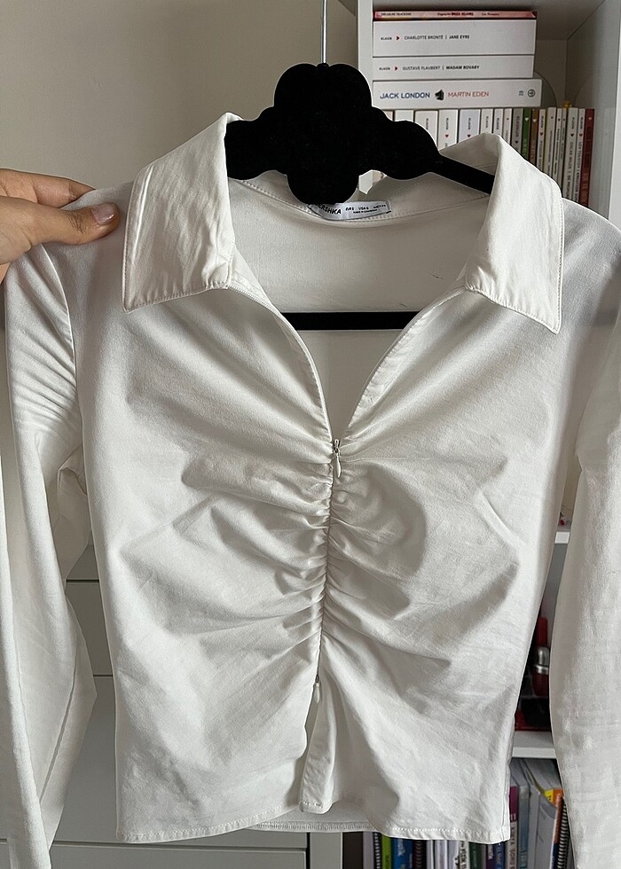 bershka büzgülü gömlek - Görsel 5