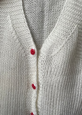 H&M Düğmeli Beyaz Kız Çocuk Triko Yelek