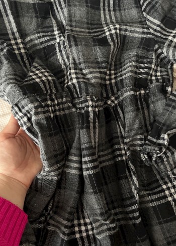 Gri Ekose Desenli Hamile elbise - Görsel 7