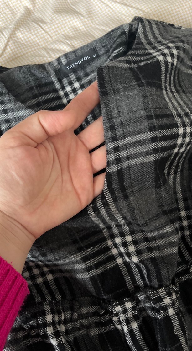 Gri Ekose Desenli Hamile elbise - Görsel 3