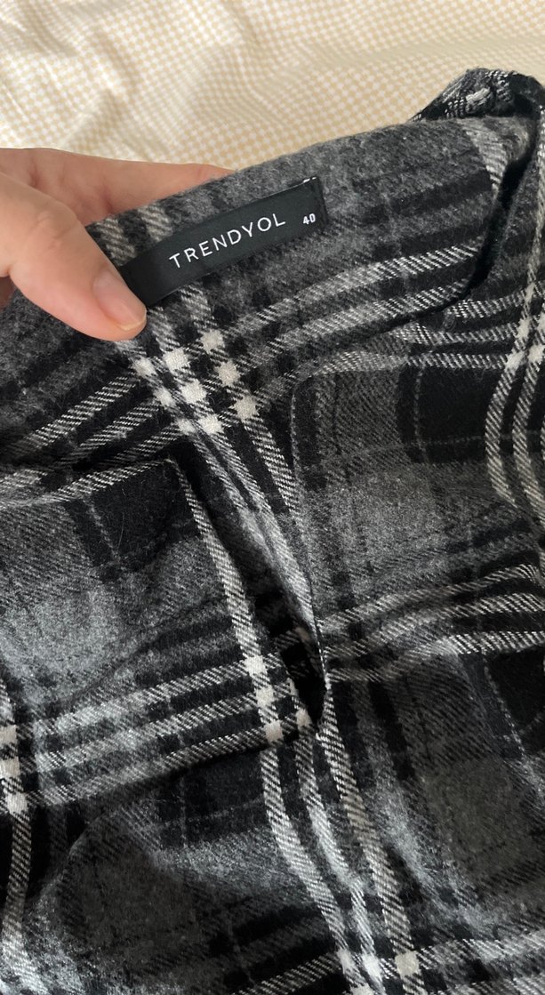 Gri Ekose Desenli Hamile elbise - Görsel 4