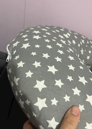 Yıldız Desenli Gri Emzirme ve Hamilelik Yastığı - Görsel 2