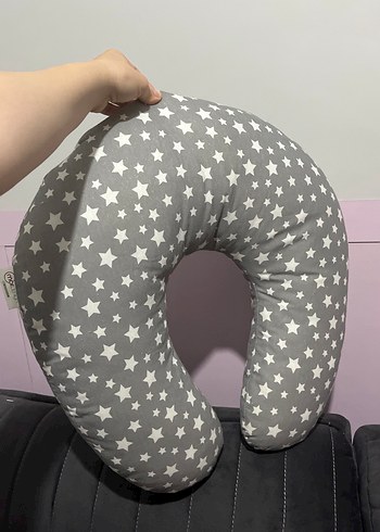 Yıldız Desenli Gri Emzirme ve Hamilelik Yastığı - Görsel 4
