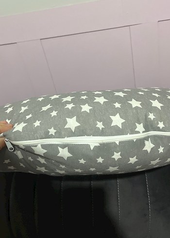 Yıldız Desenli Gri Emzirme ve Hamilelik Yastığı - Görsel 3
