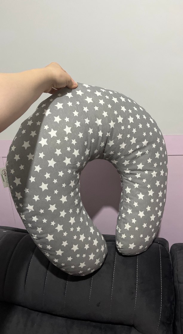 Yıldız Desenli Gri Emzirme ve Hamilelik Yastığı - Görsel 4