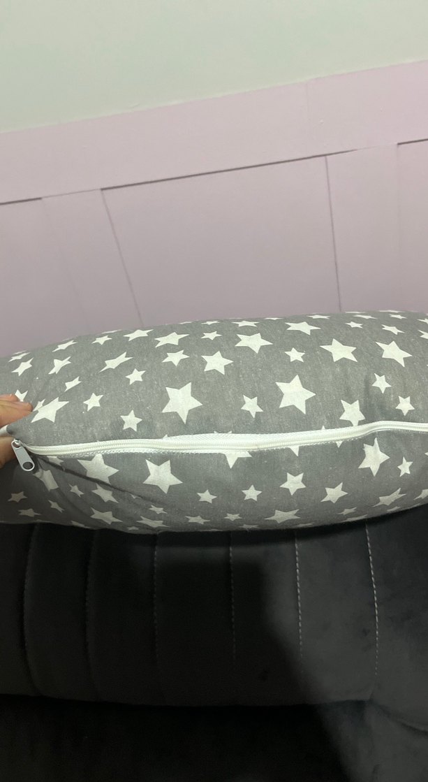 Yıldız Desenli Gri Emzirme ve Hamilelik Yastığı - Görsel 3