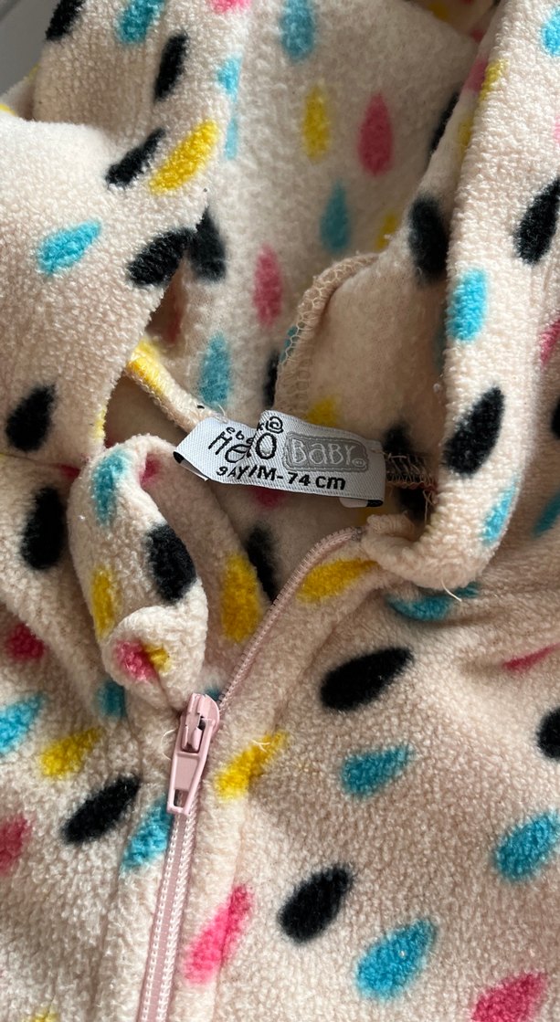 Kapüşonlu, Fermuarlı Bebek Kız Tulum - Görsel 3