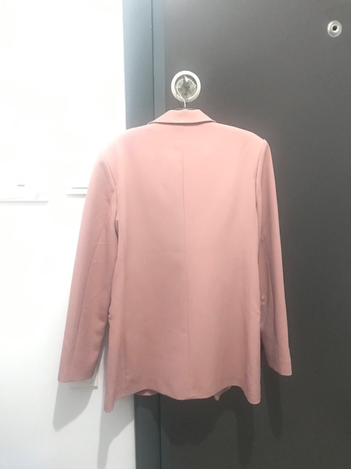 Düğmeli Bej Midi Kadın Blazer Ceket - Görsel 4