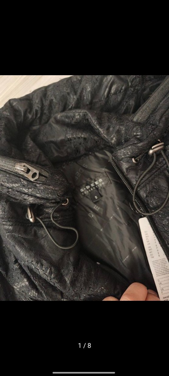 Düğmeli Siyah İşlemeli kısa kadın mont - Görsel 5