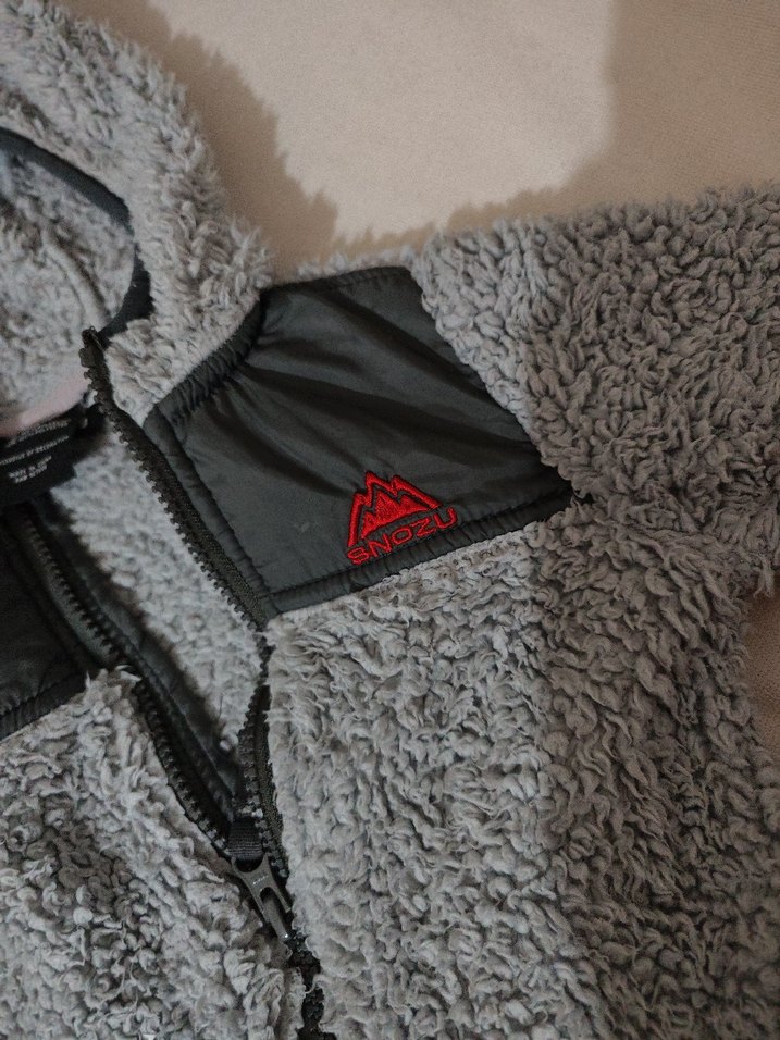 Gri Bebek Polar Tulum Kapüşonlu Fermuarlı - Görsel 2