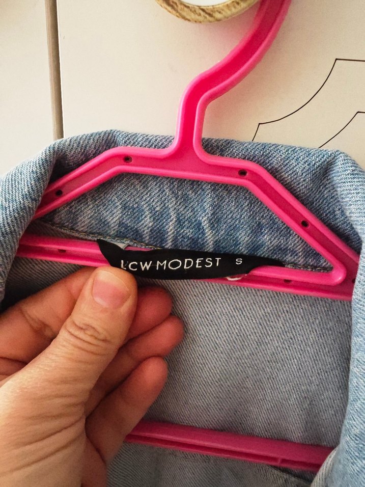 Düğmeli Mavi Uzun Denim Ceket - Görsel 2