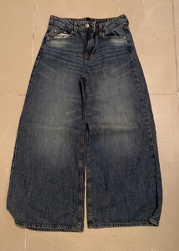 Kadın Lacivert Bol Kesim Midi Denim Pantolon
