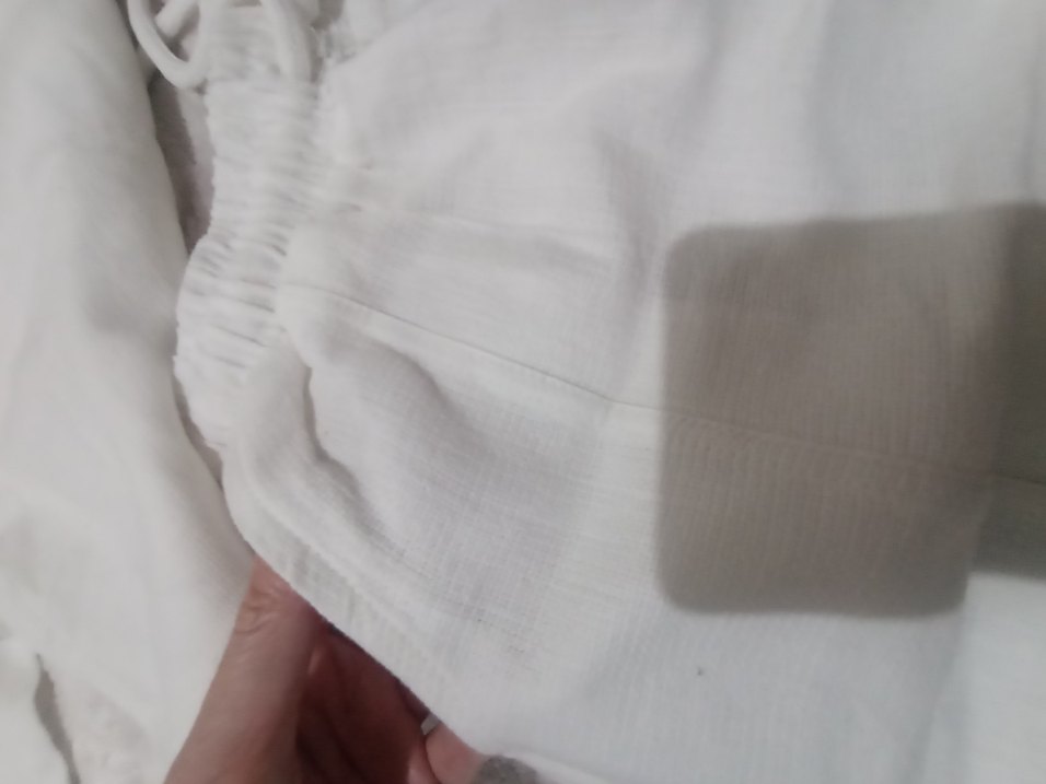 Beyaz Keten çocuk Kumaş Pantolon - Görsel 3