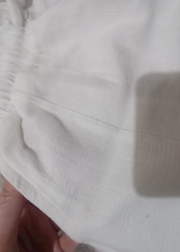 Beyaz Midi Keten Çocuk Kumaş Pantolon - Görsel 3