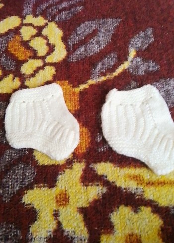 Beyaz Örgü Kız Bebek Patik - Görsel 3