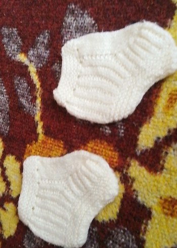 Beyaz Örgü Kız Bebek Patik - Görsel 2