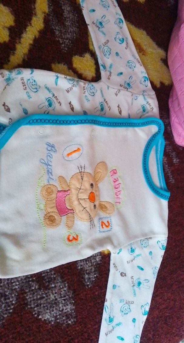 Nakışlı Mavi Bebek Önlüğü - Görsel 2