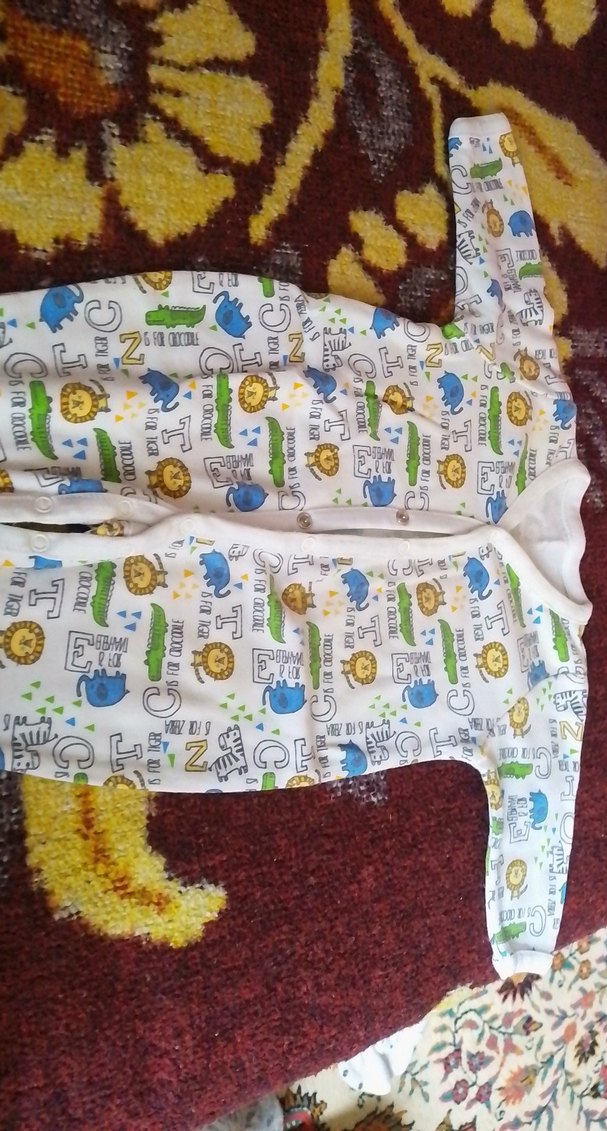 Renkli Baskılı Bebek Tulum, Uzun Kollu, Düğmeli - Görsel 3